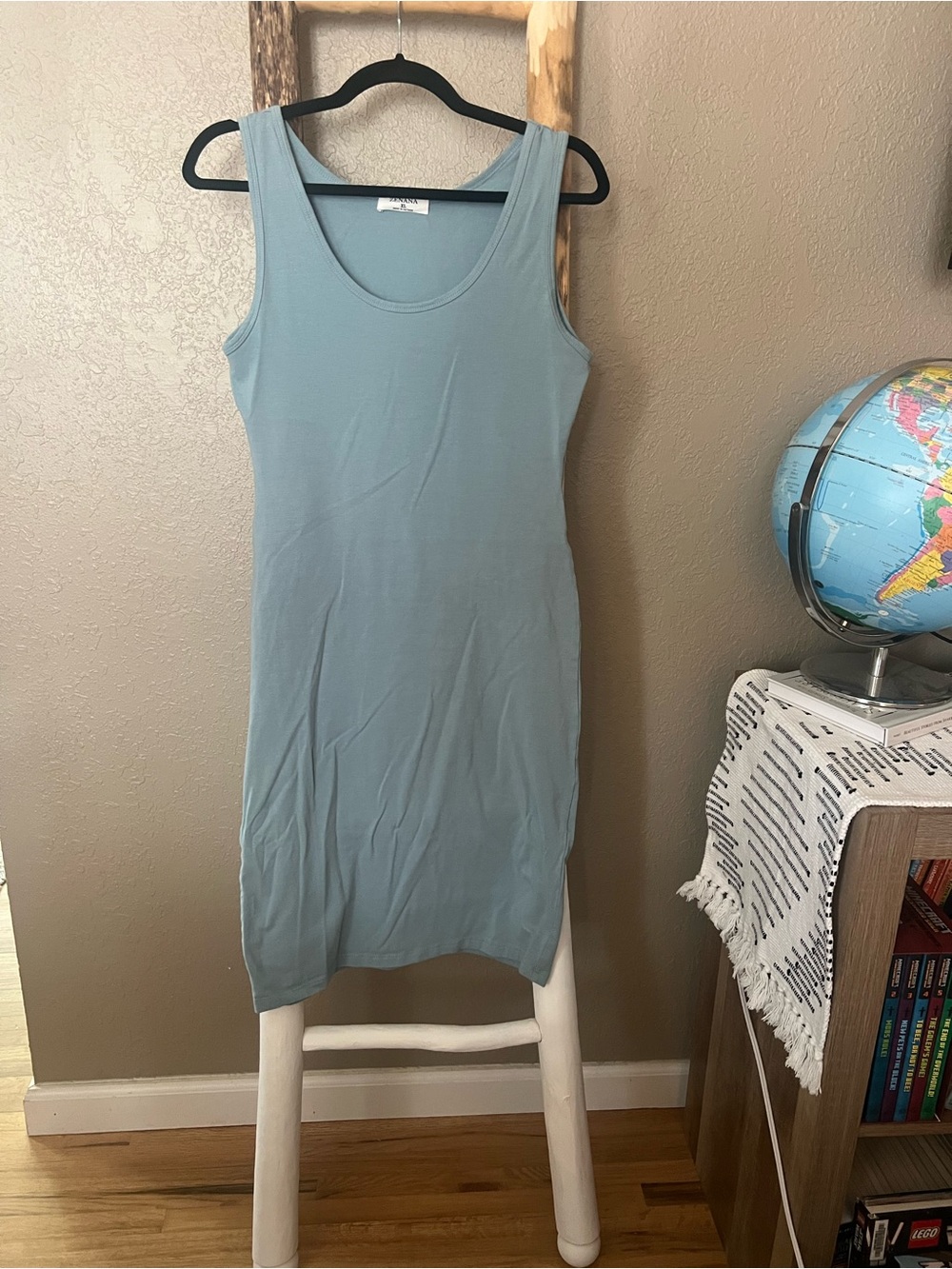 Sleeveless Light Blue Midi Tank Dress